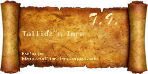 Tallián Imre névjegykártya